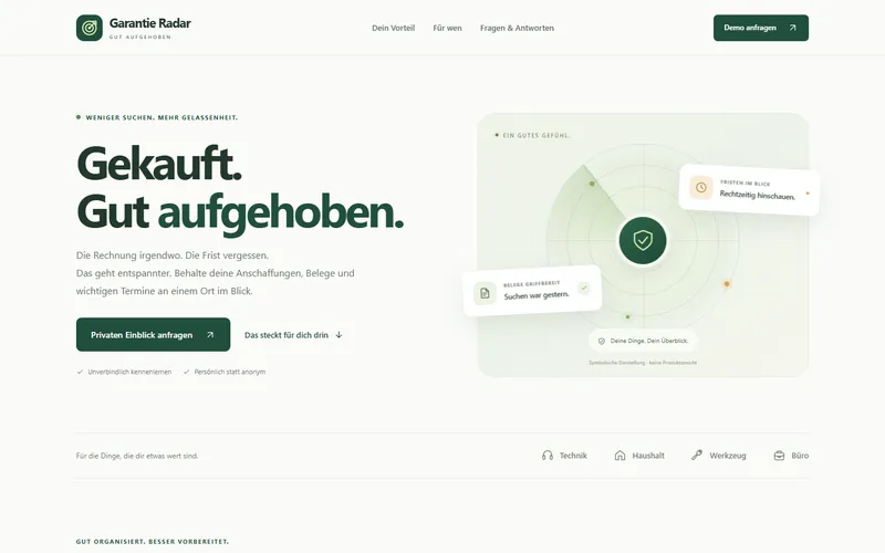 Einblick in Garantie Radar
