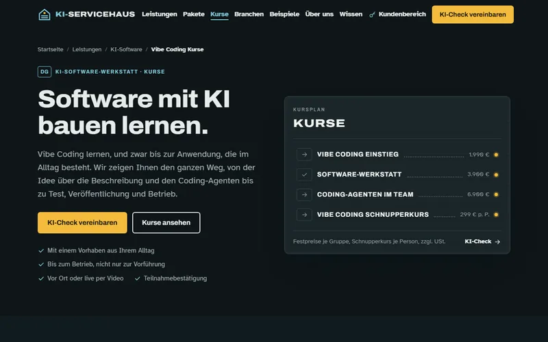 Einblick in die Kurse zu Vibe Coding